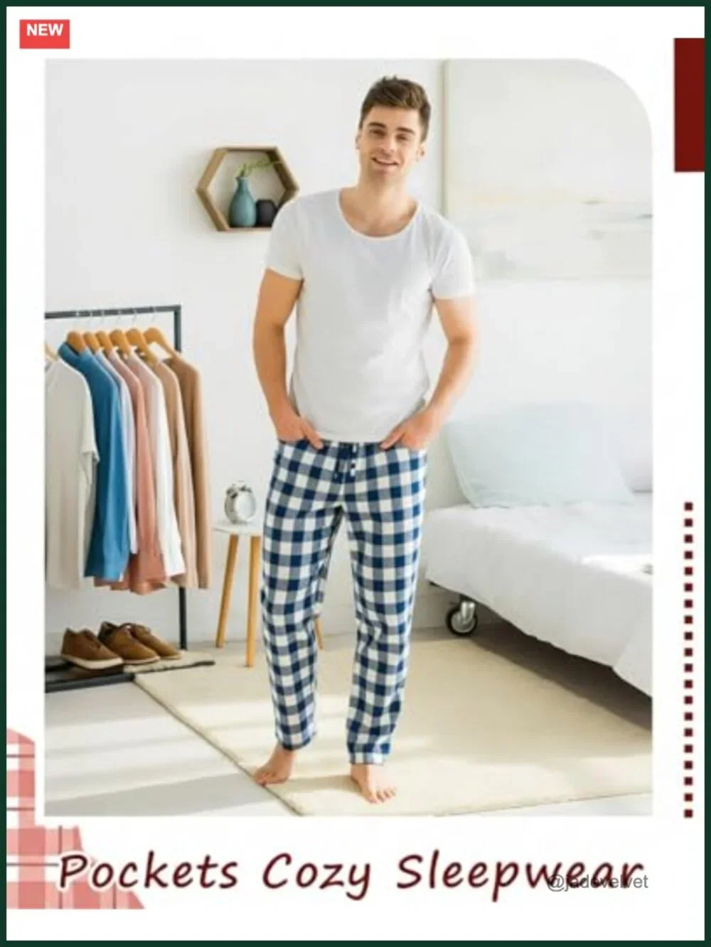 Men's Flannel Pajama Pants with Pockets and Drawstring